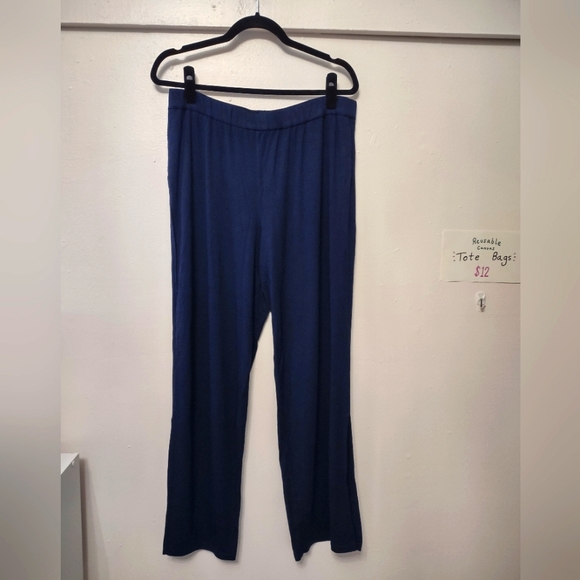 Navy Open Ankle Pants Dennis Basso M - Picture 1 of 3